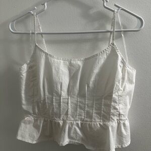 American Eagle Outfitters White Crop Peplum Camisole